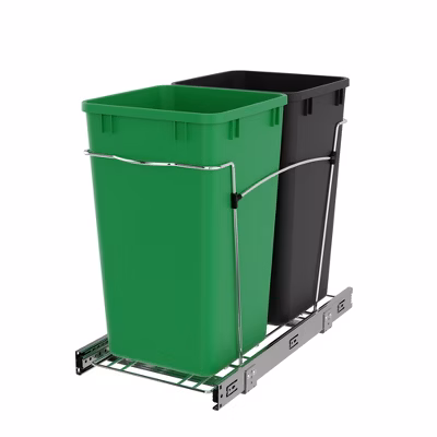 Pull-out trash can with a raised or doubled lip that prevents Trash Shield from clipping on